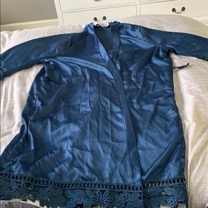 Navy Silk Robe